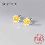 925 Silver Flower Piercing Stud Earrings for Women