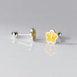 925 Silver Flower Piercing Stud Earrings for Women