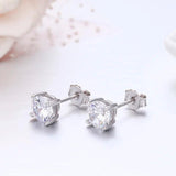 925 Silver 4mm-6mm CZ Stud Earrings for Men Women Kids