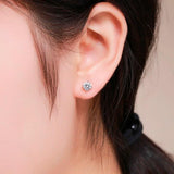 925 Silver 4mm-6mm CZ Stud Earrings for Men Women Kids