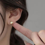 925 Silver CZ Ladybug Stud Earrings for Women