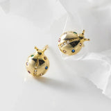 925 Silver CZ Ladybug Stud Earrings for Women