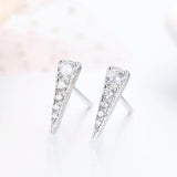 925 Silver Spike CZ Triangle Stud Earrings Women Girls Kids Jewellery