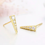 925 Silver Spike CZ Triangle Stud Earrings Women Girls Kids Jewellery
