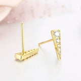 925 Silver Spike CZ Triangle Stud Earrings Women Girls Kids Jewellery