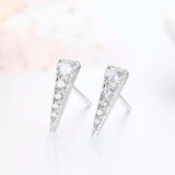 925 Silver Spike CZ Triangle Stud Earrings Women Girls Kids Jewellery