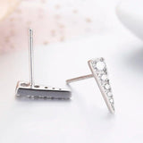 925 Silver Spike CZ Triangle Stud Earrings Women Girls Kids Jewellery