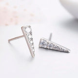 925 Silver Spike CZ Triangle Stud Earrings Women Girls Kids Jewellery