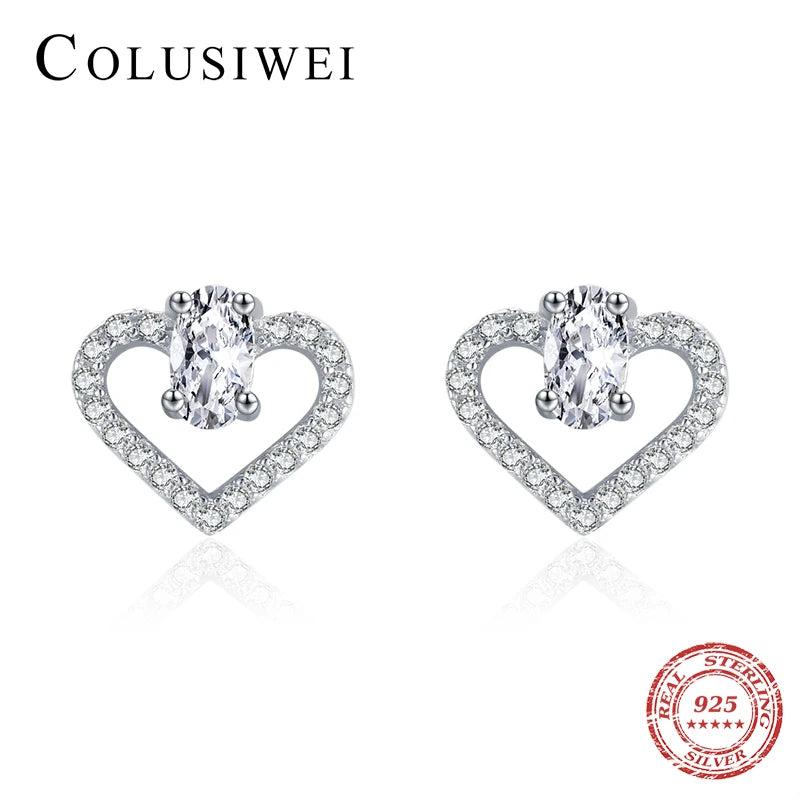 Colusiwei 925 Silver Hearts CZ Stud Earrings for Women