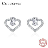 Colusiwei 925 Silver Hearts CZ Stud Earrings for Women