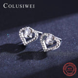 Colusiwei 925 Silver Hearts CZ Stud Earrings for Women