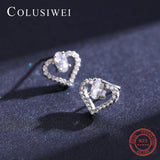 Colusiwei 925 Silver Hearts CZ Stud Earrings for Women