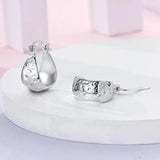 925 Silver Zircon Circle Twisted Lines Hoop Earrings