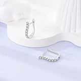 925 Silver Zircon Circle Twisted Lines Hoop Earrings