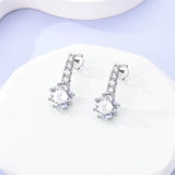 925 Silver Zircon Circle Twisted Lines Hoop Earrings