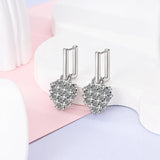 925 Silver Zircon Circle Twisted Lines Hoop Earrings