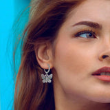 925 Silver Pink Zircon Unicorn Stud Earrings Women Gift