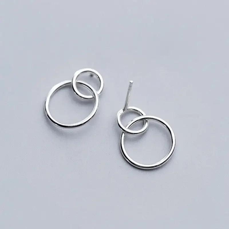 925 Silver Round Stud Earring Women Birthday Punk Fine Jewelry
