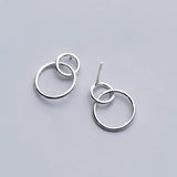 925 Silver Round Stud Earring Women Birthday Punk Fine Jewelry