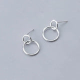 925 Silver Round Stud Earring Women Birthday Punk Fine Jewelry