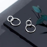 925 Silver Round Stud Earring Women Birthday Punk Fine Jewelry