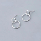 925 Silver Round Stud Earring Women Birthday Punk Fine Jewelry
