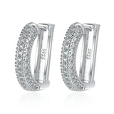 925 Silver Moissanite Letter D Hoop Earring Women Lab Diamond Ear Buckle
