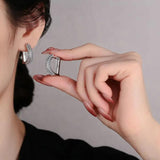 925 Silver Moissanite Letter D Hoop Earring Women Lab Diamond Ear Buckle