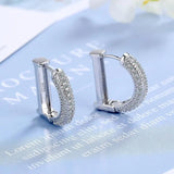 925 Silver Moissanite Letter D Hoop Earring Women Lab Diamond Ear Buckle