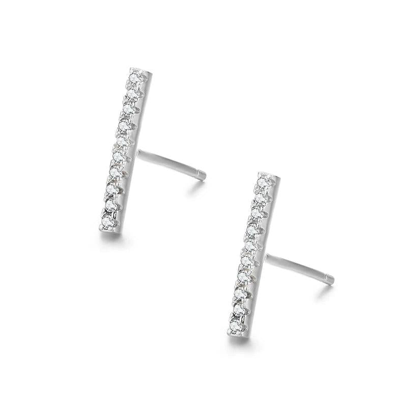 Mini Bar Cluster CZ 925 Sterling Silver Stud Earrings For Women
