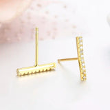 Mini Bar Cluster CZ 925 Sterling Silver Stud Earrings For Women