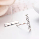 Mini Bar Cluster CZ 925 Sterling Silver Stud Earrings For Women
