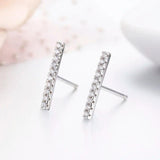 Mini Bar Cluster CZ 925 Sterling Silver Stud Earrings For Women