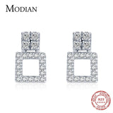 925 Silver Square Stud Earrings Statement Jewelry for Women