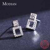 925 Silver Square Stud Earrings Statement Jewelry for Women