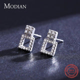 925 Silver Square Stud Earrings Statement Jewelry for Women