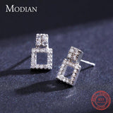 925 Silver Square Stud Earrings Statement Jewelry for Women