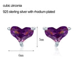 925 Sterling Silver Purple CZ Heart Stud Earrings