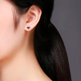 925 Sterling Silver Purple CZ Heart Stud Earrings