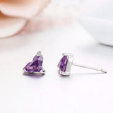 925 Sterling Silver Purple CZ Heart Stud Earrings