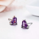 925 Sterling Silver Purple CZ Heart Stud Earrings