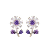 925 Silver Daisy Flower Stud Earrings Women Jewelry