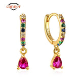 925 Silver Rainbow Zircon Hoop Earrings for Women