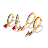 925 Silver Rainbow Zircon Hoop Earrings for Women