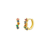 925 Silver Rainbow Zircon Hoop Earrings for Women