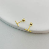 925 Sterling Silver Mini Cubic Column Bar Stud Earrings
