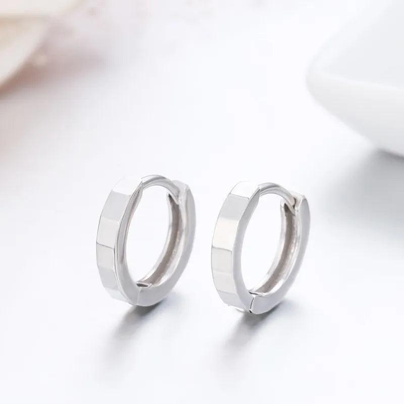 925 Silver Faceted Circles Huggie Hoop Earrings for Women Girls