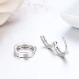 925 Silver Faceted Circles Huggie Hoop Earrings for Women Girls