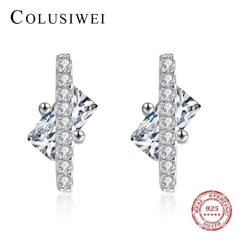 Colusiwei 925 Silver Crystal Zirconia Stick Earring