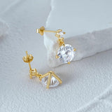 925 Sterling Silver Zircon Stud Earrings, Sparkling Wedding Jewelry